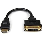 StarTech.com 8in HDMI to DVI-D Video Cable Adapter - HDMI Male to DVI Female - HDMI to DVI Dongle Adapter Cable