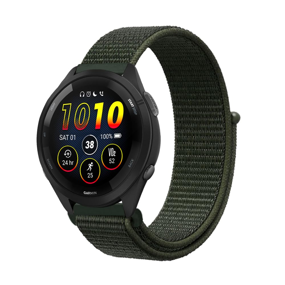 Niboow 22mm Strap Compatible with Garmin Forerunner 265/255/255 Music, Nylon Soft Watch Band for Garmin vivoactive 4/Venu 2/Active - Green — image 1