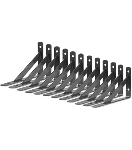 6x4.5 Inch Shelf Brackets – 2-Pack Black Steel Triangle Supports With Screws, COCOYA