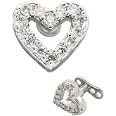 Excepro 1PCS Dermal Anchor G23 Titanium White Shiny Heart Shaped CZ Body Jewelry Anchor Dermal Tops
