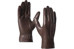 Harssidanzar Leather Gloves for Men,Winter Sheepskin Driving Gloves Cashmere Lined