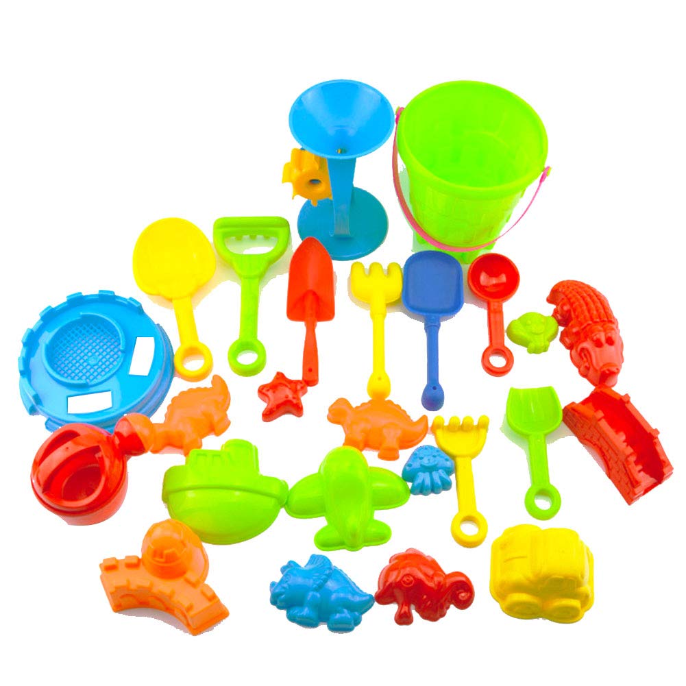 25 Pcs Beach Toy Set Sand Castle Beach Molds Bucket Toys for Baby Beach Toy Game