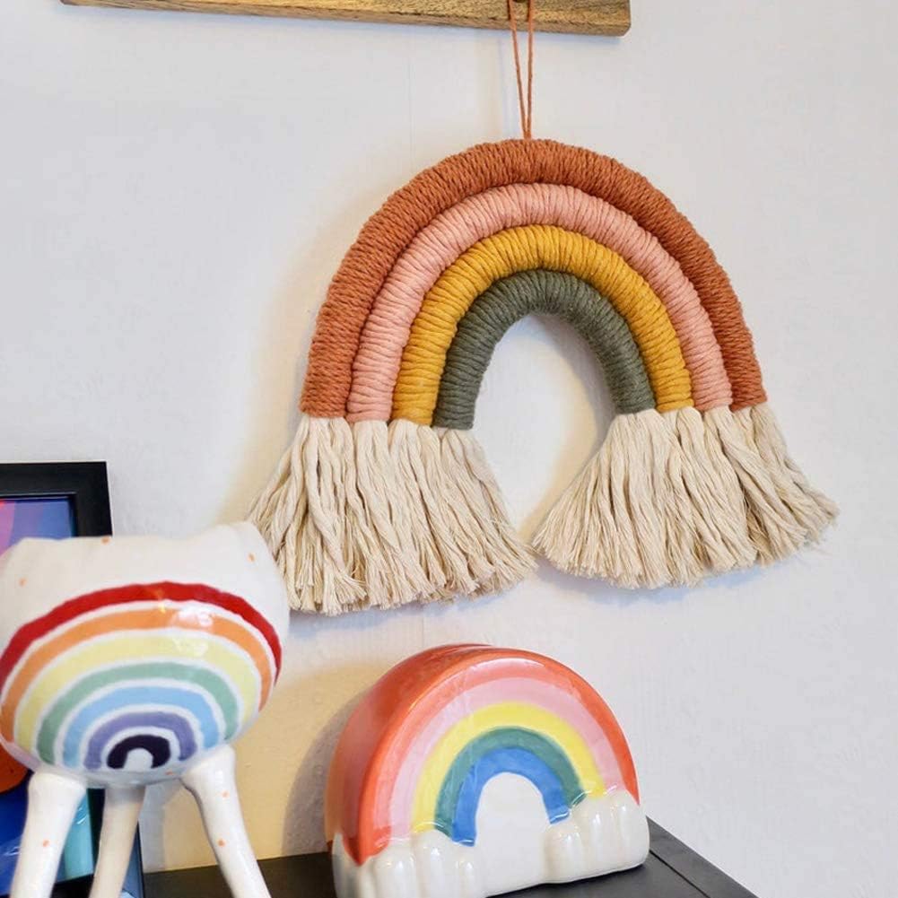 Rainbow Wall Hanging, Macrame Woven Rainbow, Rainbow Wall Decor, Baby Room Decor, Nursery Gift (Greyish-Green,7x7x0.78in): Everything Else