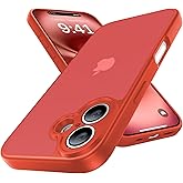 Shiiuou Shockproof for iPhone 16 Case, [Full Camera Protection] [Military-Grade Drop Protection] Protective Anti-Yellow Slim Translucent Matte Skin-Friendly for iPhone 16 Phone Case, Red
