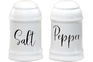 Home Acre Designs Salt and Pepper Shakers set Farmhouse Kitchen Decor Ceramic Salt Shaker -White Salt and Pepper Shaker - Wedding Registry Ideas Gifts Rustic Salt and Pepper Set Holder Table Decor