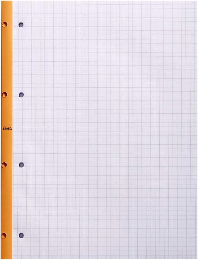 RHODIA 118016C, Orange Side Stapled Notepad, A4, Small Squares, 80 Detachable Sheets 4 Hole Punched, 80G Clairefontaine Paper - Image 3
