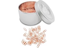 MEI YI TIAN 200 Thin Mini Paper Clip Rose Gold Super Cute Tiny Paperclips 3/5 Inch Stainless Steel in Silver Tinplate Paper Clips Holder for Office School Home Desk Organizers (Rose Gold Mini Paper Clips)
