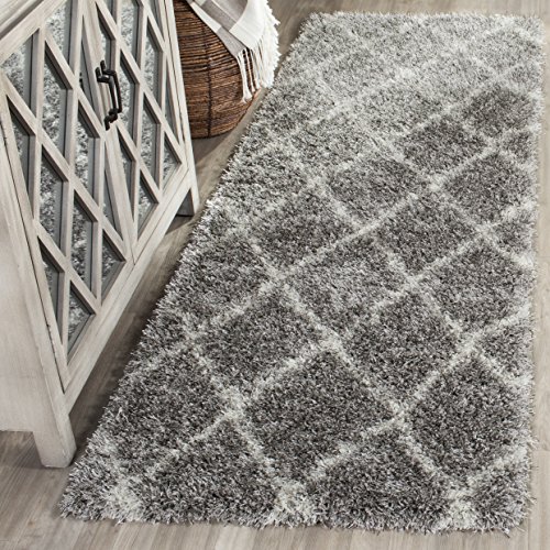 Safavieh Montreal Shag Collection SGM831D Grey and Ivory Runner (2'3" x 7')