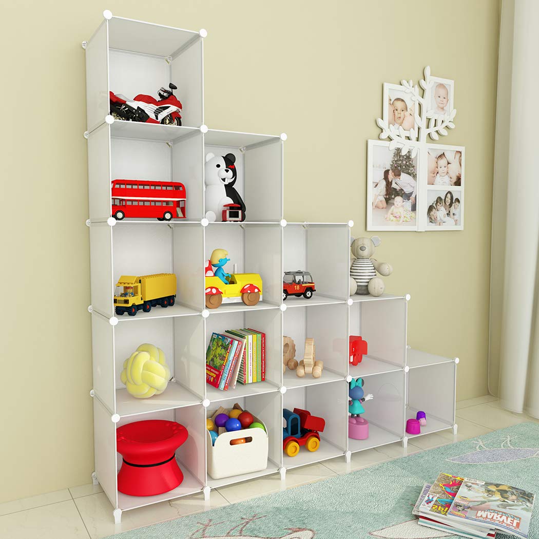 SIMPDIY Portable Storage Organizer Plastic Cubes Sturdy Bookshelf 12