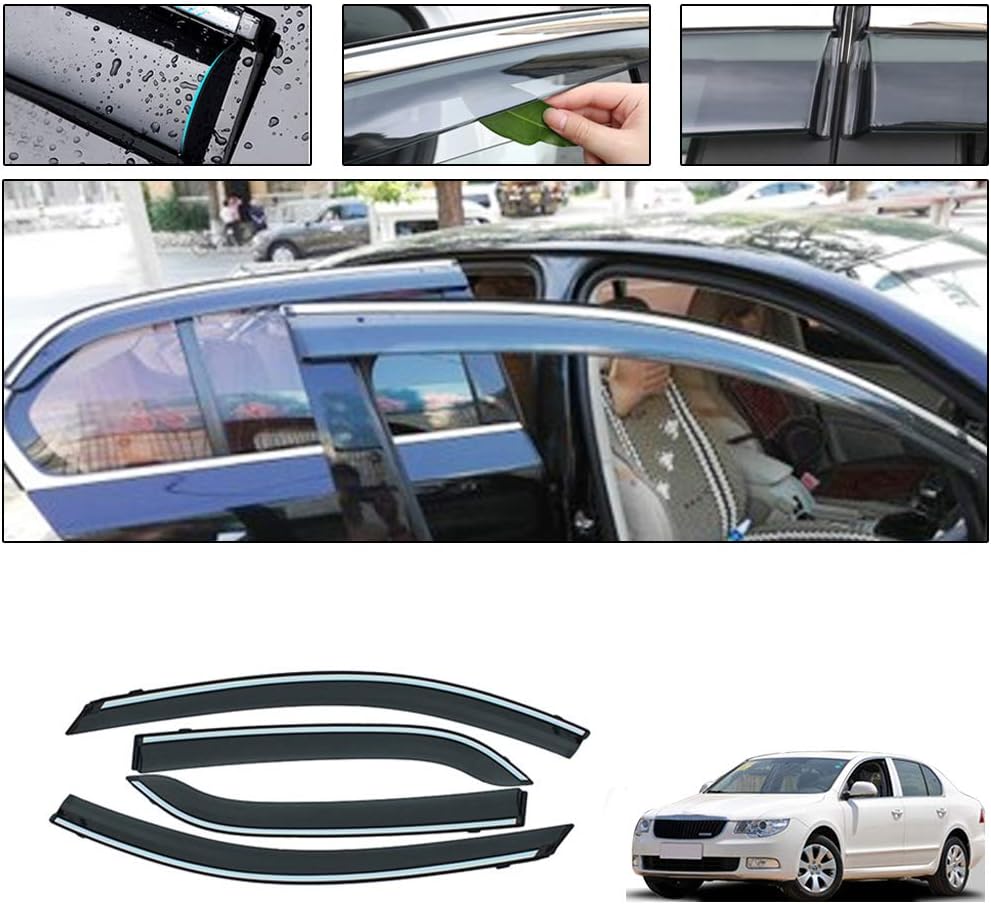 4 Pcs/Set TapeOn OutsideMount Side Window Wind Deflectors