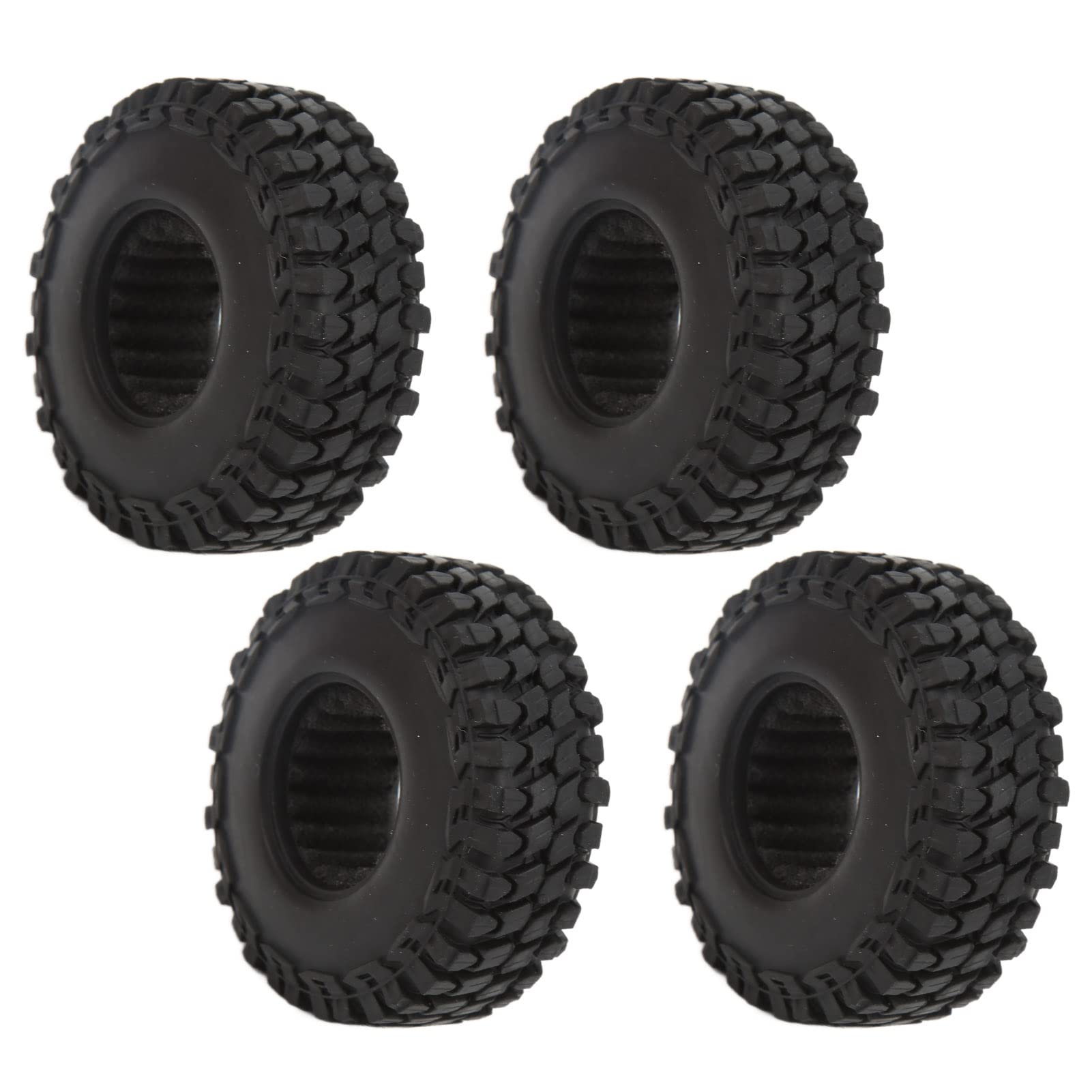 RC Rubber Tyre Set, 4pcs 1.0inch All Terrain RC Tyre with Foam Inserts Compatible for Axial SCX24 1/24 RC Crawlers
