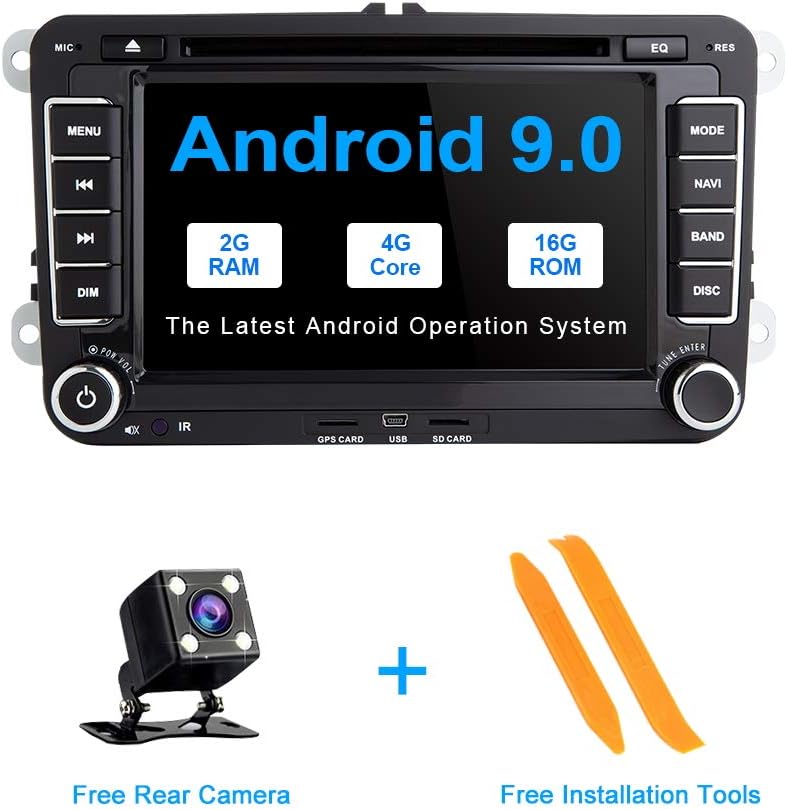 TOOPAI Android 9.0 Car Radio Systems 7 inch Touch Screen DVD Player for VW Volkswagen Beetle Skoda Golf 5 Golf 6 Polo Passat B7 T5 CC Jetta Tiguan Vehicle GPS Car Multimedia Navigation