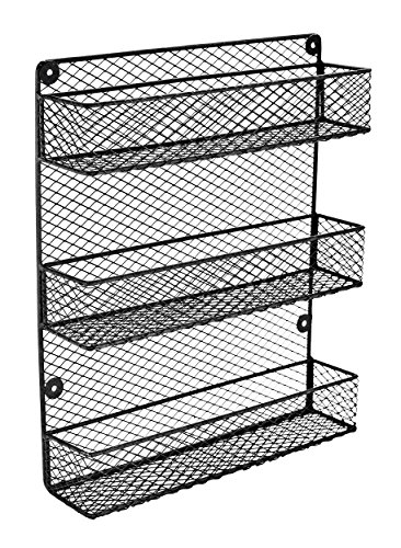 Southern Homewares SH-10208 Wall Mount Spice Kitchen Storage Shelf Holder 3 Tier Includes 2 Racks, Black