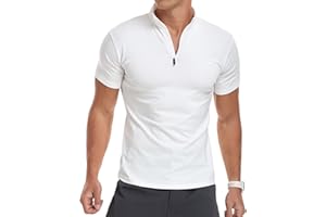YTD Men's Long/Short Sleeve Polo Shirts Quarter-Zip Casual Slim Fit Mock Neck Basic Designed Cotton Shirts