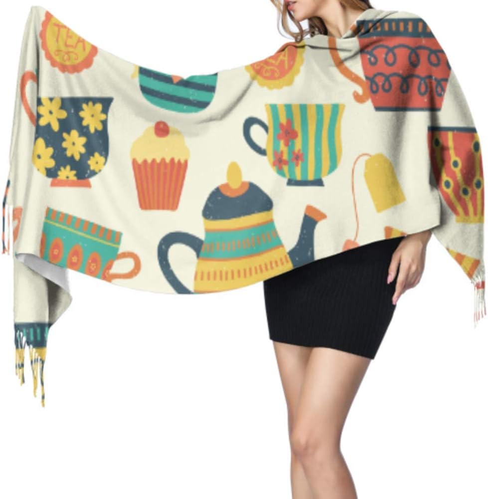 Exquisite Tea Mugs Cup Light Scarf Fringe Scarf Men Winter Cashmere