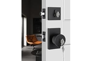 Haidms Black Door Knob with Deadbolt, Heavy Duty Matte Black Exterior Door Lock Set, Zinc-Alloy Front Door Knob and Deadbolt Set(1 Pack)