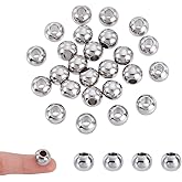 AHANDMAKER 25Pcs Stainless Steel European Beads 12mm Round Loose Charm Caps Beads Smooth Large Hole Loose Spacers Slide Charms for DIY Bracelet Necklace Craft Jewelry Making
