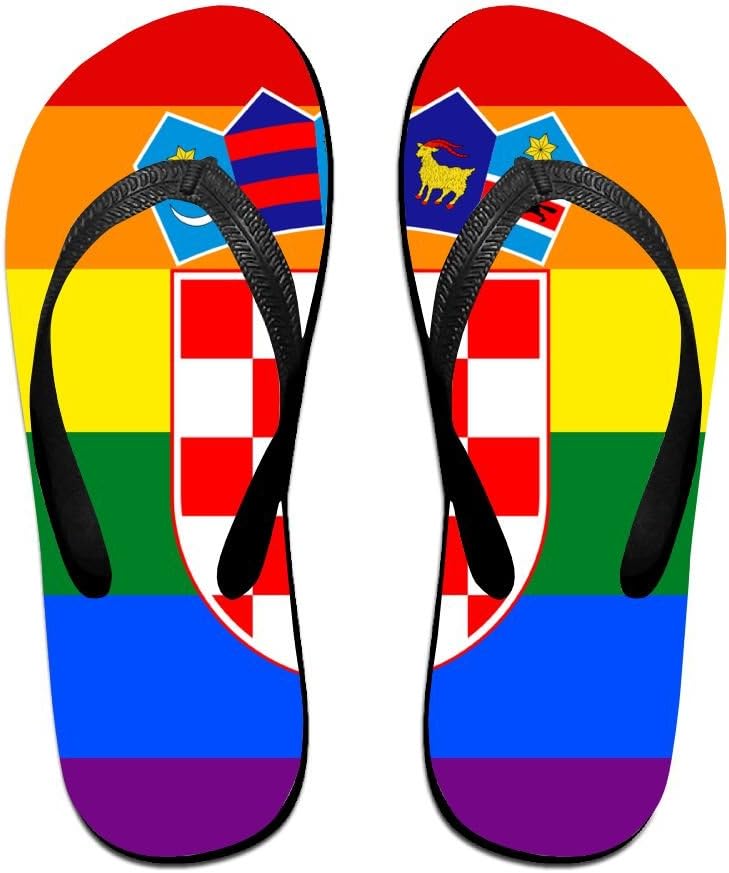 Croatian Rainbow Flag Comfortable Flip Flops For Children Adults Men And Women Beach Sandals Pool Party Slippers