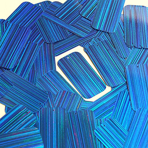 Sequin Rectangle Long Royal Blue 1.5 inch Couture Loose Paillettes. City Lights Reflective Metallic Made in USA.