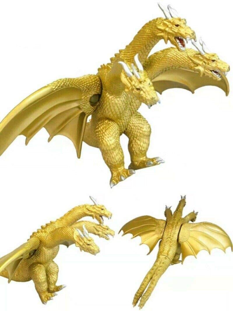 Unique Durable Godzilla Movie King of The Monster Ghidorah 3 Head Gold Dragon Toy Action Figure Spac