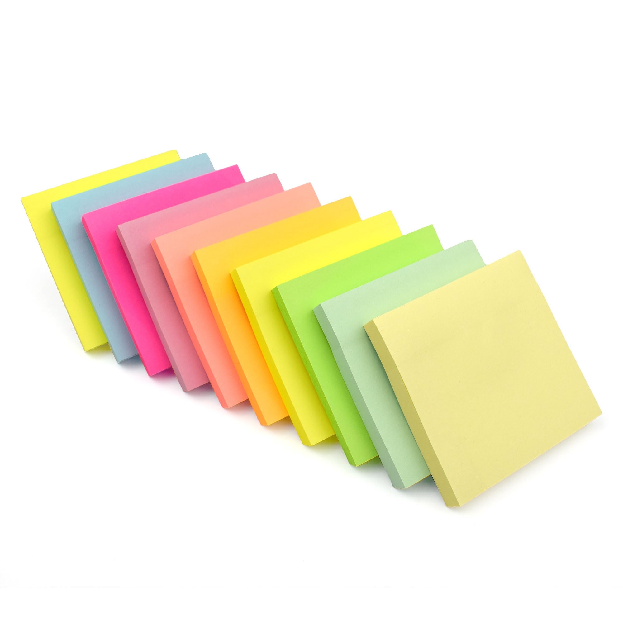 ‎Evergreen Goods 10 Pads - 3x3 Inches Bright Sticky Notes, 8 Brilliant Colors Assorted Removable Self-Stick Notes for Post, 100 Sheets/pad