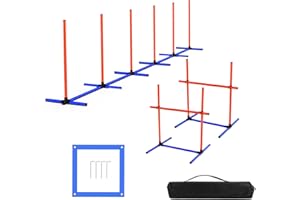 mioule Dog Agility Training Jumping Hoop for Small Medium Dogs, Adjustable Height Pet Exercise Equipment for Outdoor Backyard (Weave Poles)