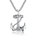 Feraco Anchor Necklace for Men Vintage Navy Nautical Pirate Pendant Stainless Steel Anchor Chain Necklace, 21.6 inch