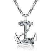 Feraco Anchor Necklace for Men Vintage Navy Nautical Pirate Pendant Stainless Steel Anchor Chain Necklace, 21.6 inch