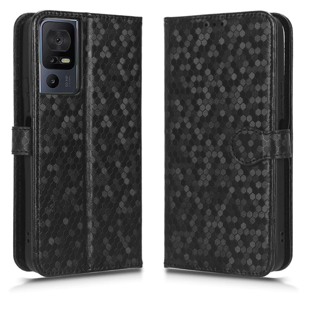 BaiFu Case for TCL 40SE, Magnetic Closure Flip Case for TCL 40SE, Wave dot Wallet Case Compatible with TCL 40SE-01