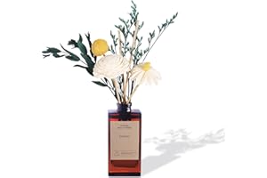 Aeeteek Reed Diffuser Set - Jasmine & Orange Blossom Essential Oil, 5.07oz/150ml Floral Aroma Oils Scents with Dry Flower Decoration, Home Fragrance for Large Room Bathroom Office Shelf Decor