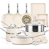 GOTHAM STEEL 20 Pc Ceramic Cookware Set, Diamond and Titanium Coated | Pots and Pans Set Non Stick, Non Toxic PFOA/PFOS Free, Utensils and Bakeware Included, Oven &amp; Dishwasher Safe