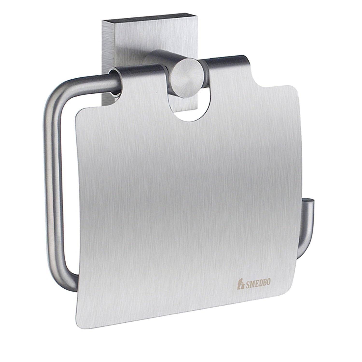 Smedbo "House Chromed Matt Toilet Roll Holder with Lid, Silver