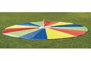 Excellerations Brawny Tough 6-Foot Rainbow Play Parachute for Kids with 8 Handles, Kids Toy, Gym Parachute