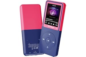CONODO Bluetooth Mp3 Player, Classic Portable Mp3 Players for Kids,HiFi Music Player with Bluetooth,Video Play,FM Radio,Recording,E-Book,Alarm Clock,Mp3 Play up to 50 Hours with SD Card Slot Pink 32GB