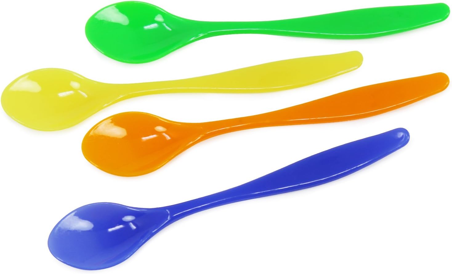 com-four® 24x Plastic Egg Spoon - Plastic Spoons for Children and Adults - Dessert or Caviar Spoon in Blue, Yellow, Green and Orange - 14 cm Long (24 Pieces) - Image 5