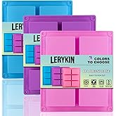 Lerykin 3 Pack Silicone Soap Molds, 6 Cavities Rectangle Silicone Soap Molds, Great for Homemade Craft Soap Mold, Chocolate M
