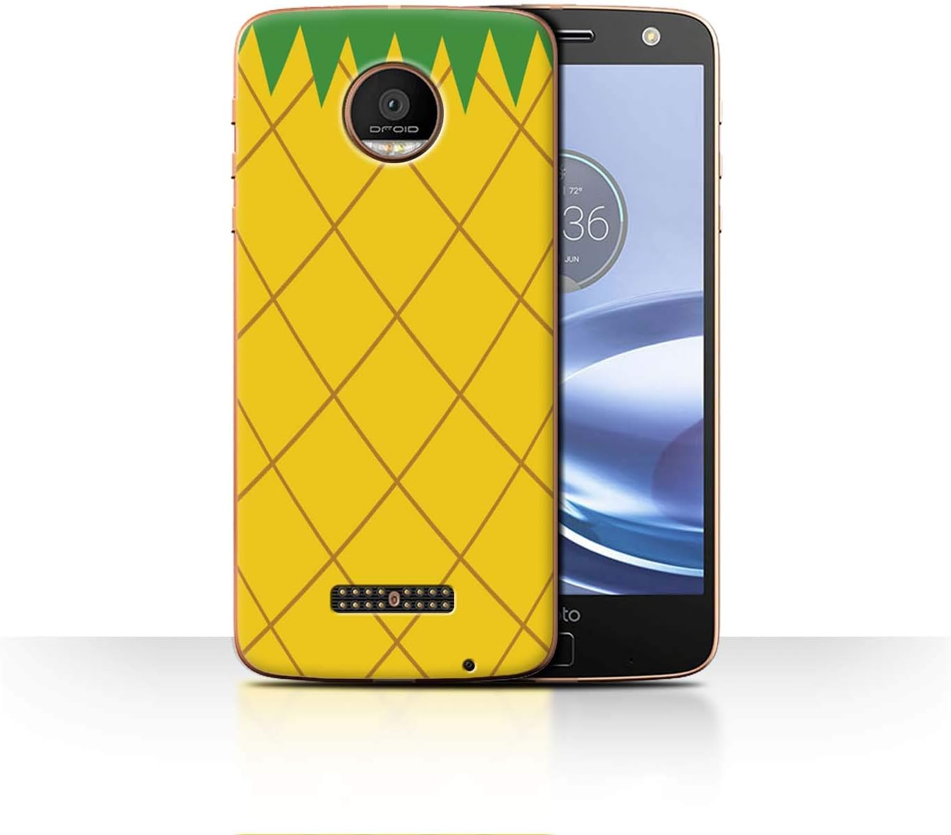 Phone Case for Motorola Moto Z Force/Droid Fruit Trend Summer Cartoon Cute Pineapple Design Transparent Clear Ultra Slim Thin Hard Back Cover