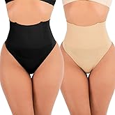 FUT Women's Thong Shapewear - Tummy Control Seamless Body Shaper Underwear