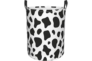 Gbuzozie Cute Cow Animal Texture Round Laundry Hamper Storage Basket Toys Clothes Organizer Bin For Home Bathroom Bedroom Dorm Nursery, 38l