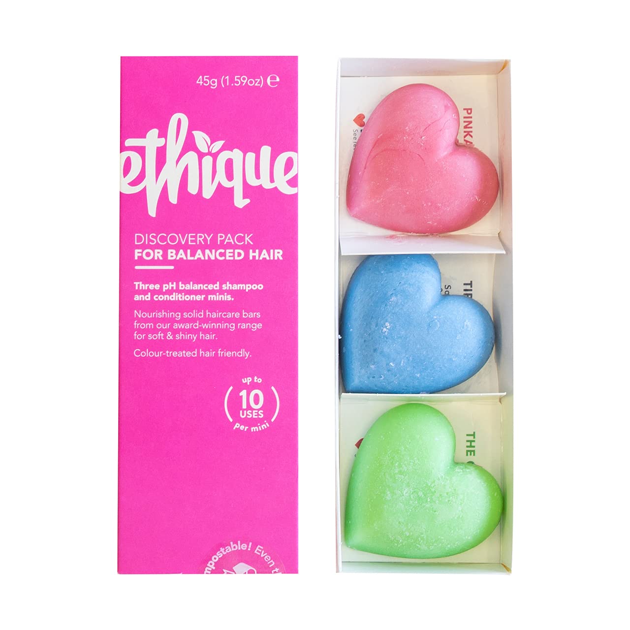 Ethique Normal Hair Discovery Set with Pinkalicious, Tip-to-Toe Shampoo Bars & The Guardian Conditioner Bar (15gr/0.5oz, Pack of 3) Vegan, No Plastic