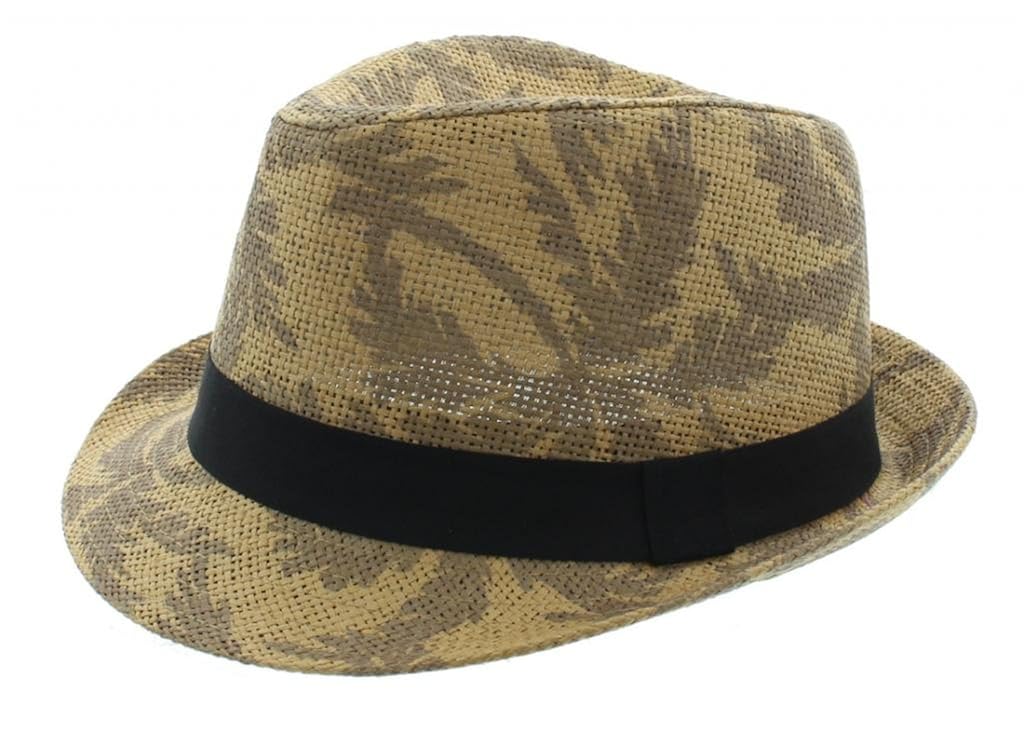 Stylish Bucket Palm Tree Fedora- Brown