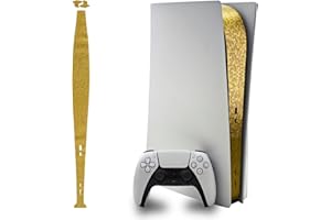 Luck&Link Skin Sticker for PS5 Console Center Part Protection Texture Sticker,for PS5 Disc Edition Host Middle Strip Texture Skin Scratch Resistant (Honeycomb-Gold, PS5(2020))