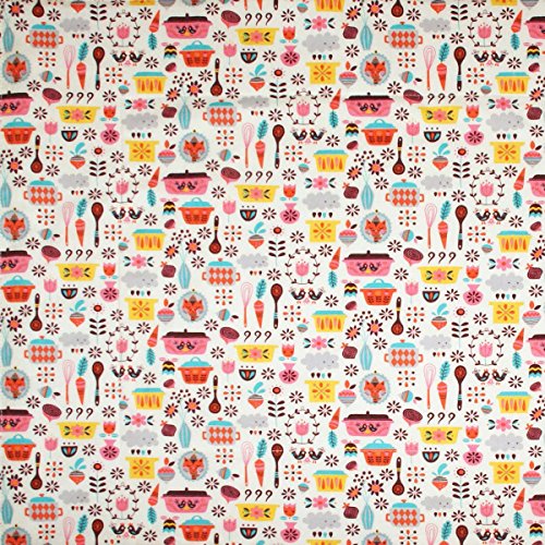 Dish Drying Mat - Pet Placemat - Appliance Mat - Kitchen Mat - Retro Kitchen Print on Cream - 16"x20"