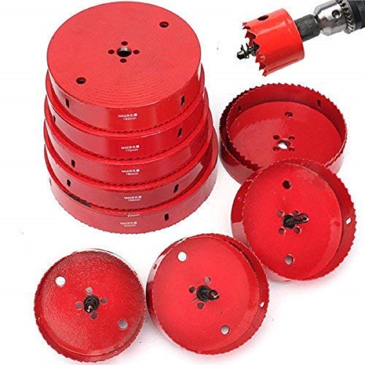 ChaRLes 110-200mm M42 HSS Hole Saw Cutter Drill Bit Bi Metal Tip Drill For Aluminum Iron Wood - 170mm, Red - Image 5