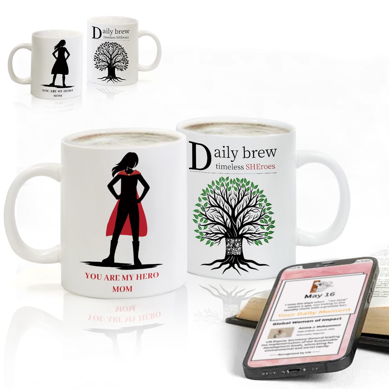 Photo 1 of ***2 INCLUDED***oosofitt Birthday Gifts for Mom with QR Code, Color Changing Coffee Mom Mug, Mugs Gift for Women with Daily Update Moment, Tree of Life Best Ever Mug Gifts for Mothers/Mama/Grandma from Daughter/Son***2 INCLUDED***