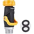 Melnor 65171AMZ Lever Flow Through Valve Connector Bundle, 1 Count (Pack of 1), Yellow, Black, Grey