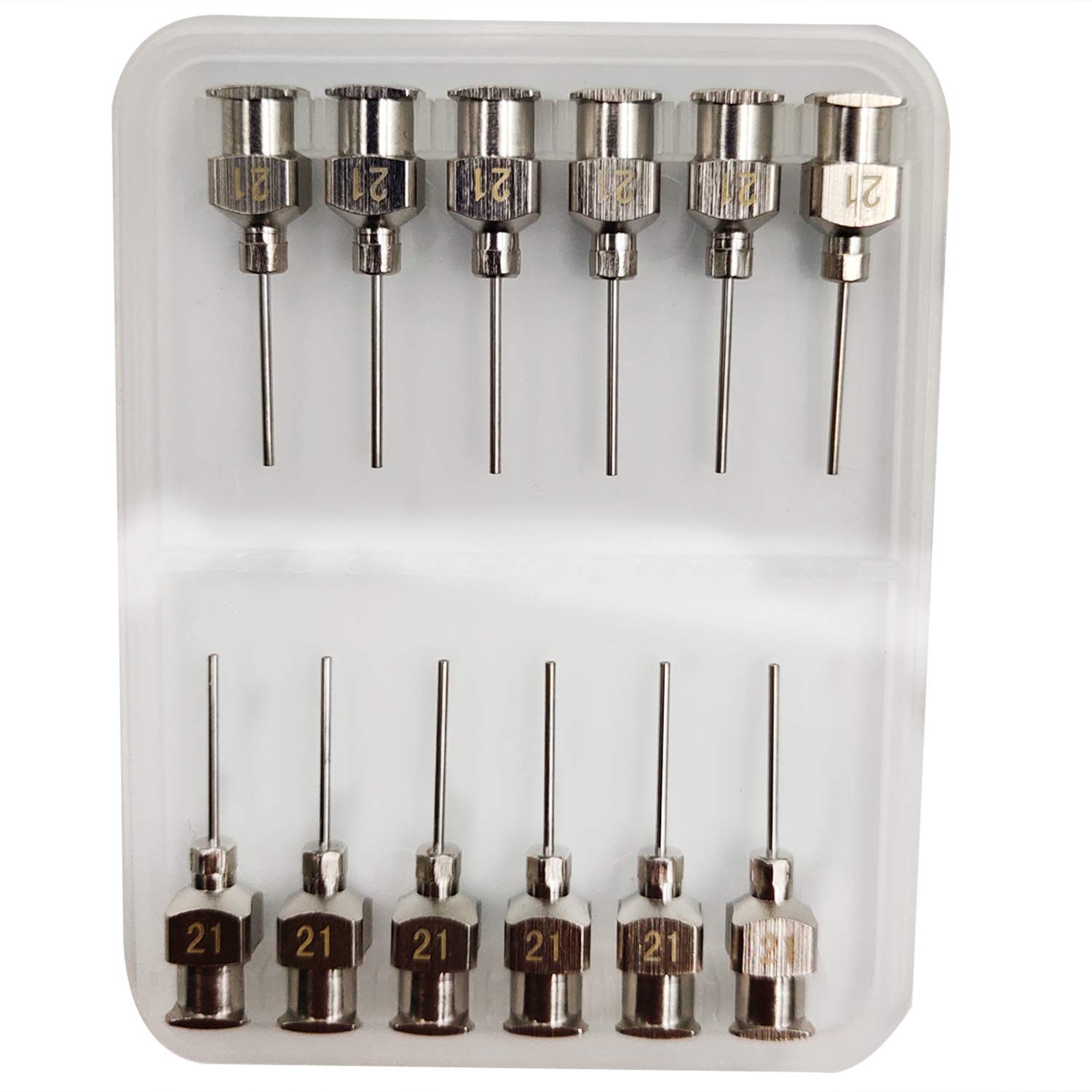NW 1776 12 Pack 1/2 Inch Long Dispensing and Dispenser Needle Luer Lock Blunt Full Metal Stainless Steel High Quality (21G)