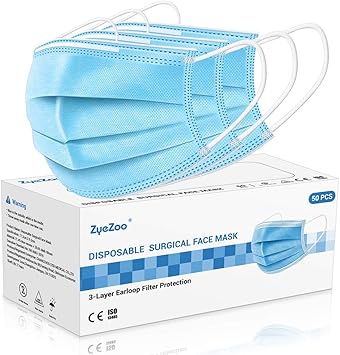 Download Free Zyezoo Medical Face Mask Disposable Breathable 3 Ply Filter Mask With Ear Loops Respirator Safety Procedural Mask For Personal Health Protection Amazon Com PSD Mockup Template