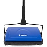 Yocada Manual Carpet Sweeper Cleaner Hand Push Non-Electric Dark Blue | for Home Office Low Carpets Rugs Undercoat Carpets Pet Hair Dust Scraps Paper Small Rubbish Cleaning with a Brush