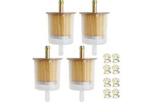 Aynaxcol 4PCS 3/8 Inch Universal Fuel Filter with Built-in Fuel Filter, Comes with 8 Hose Clamps, Suitable for Motorcycles, C